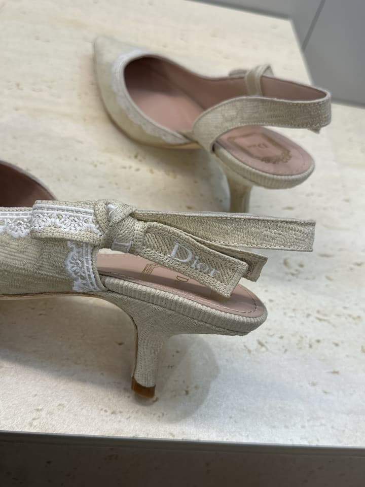 Dior J'Adior Dentelle Slingback Heels – 2026 Early Spring Haute Couture Collection in Beige