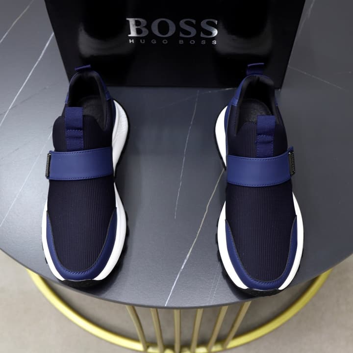 Boss Men's Knit Sneakers in Black Laced