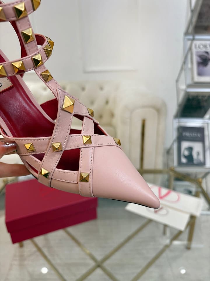 Valentino Studded Cut-Out High-Heeled Sandals – 26SS in Pink