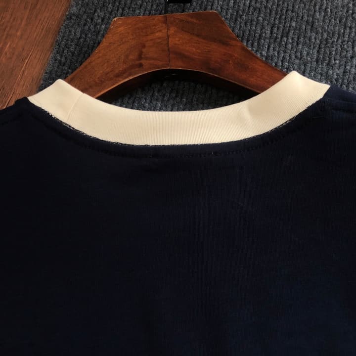 Dior Embroidered Logo T-Shirt – 2026SS in Apricot Ringer With Navy Collar