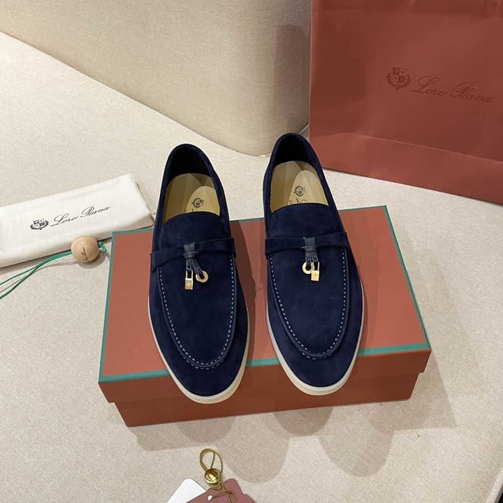 Loro Piana Summer Charms Walk Moccasin Loafers in Bright Orange Leather