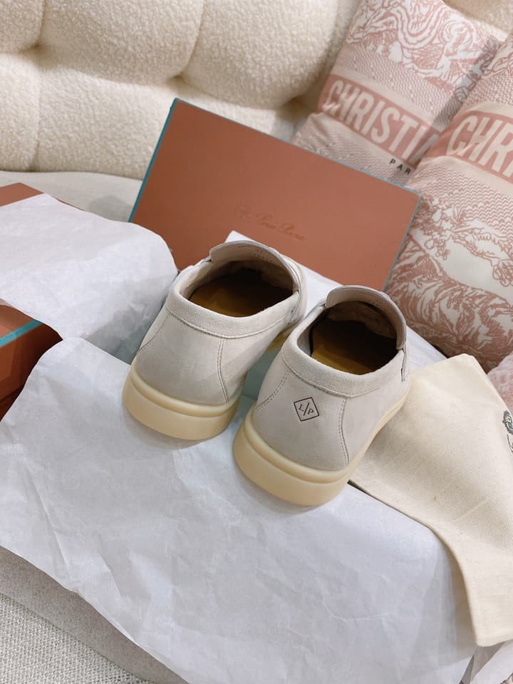 Loro Piana Glossy Cashmere Loafers in Blush Pink Suede
