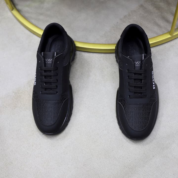Boss Men's Knit Sport Sneakers in Grey