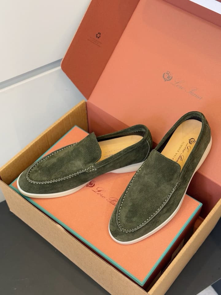 Loro Piana Italian Handmade Suede Driving Shoes in Black Suede