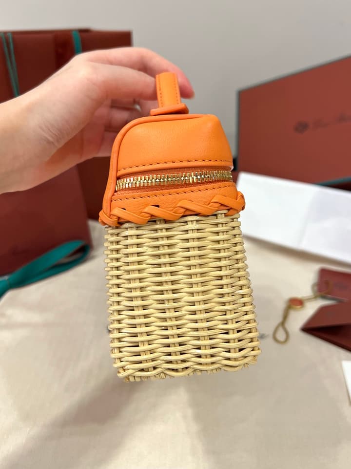 Loro Piana Extra Pocket L19 Woven Bamboo and Leather Bag in Cinnamon Orange
