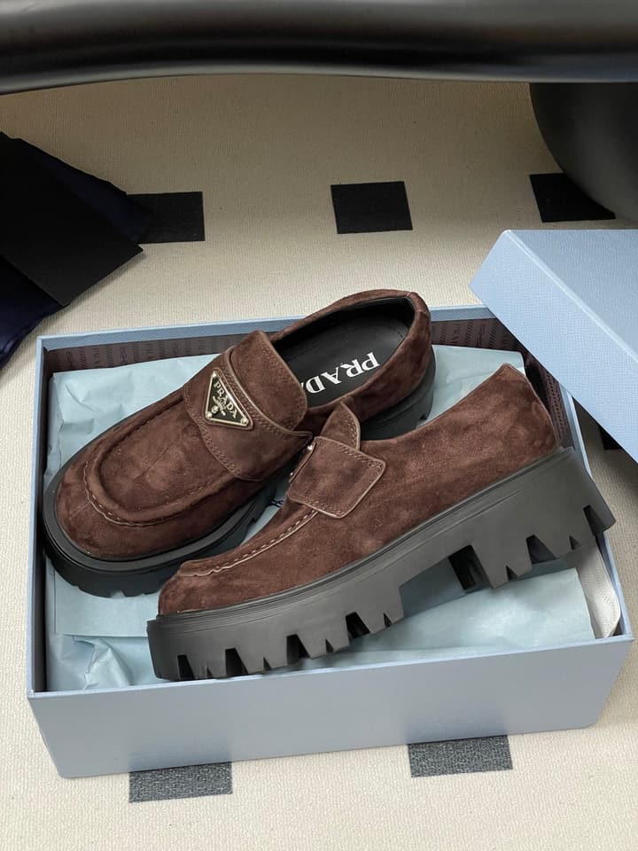 Prada Thick-Soled Platform Loafers – 25FW in Deep Gloss Black