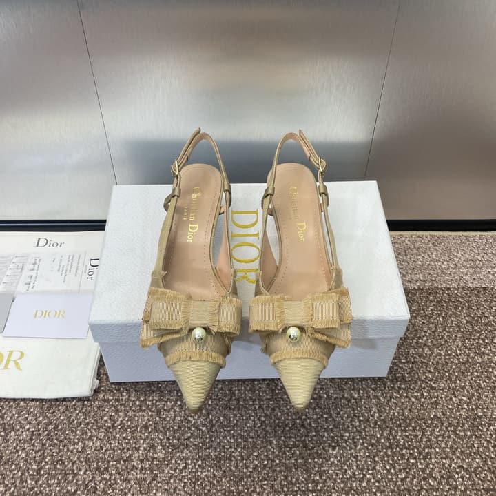 Dior J'Adior Adiorble Tassel Bow Pearl Heeled Sandals – 2024 Spring/Summer Collection in Black Velvet Front