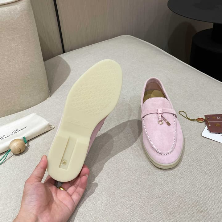 Loro Piana Summer Charms Walk Moccasin Loafers in Black Leather