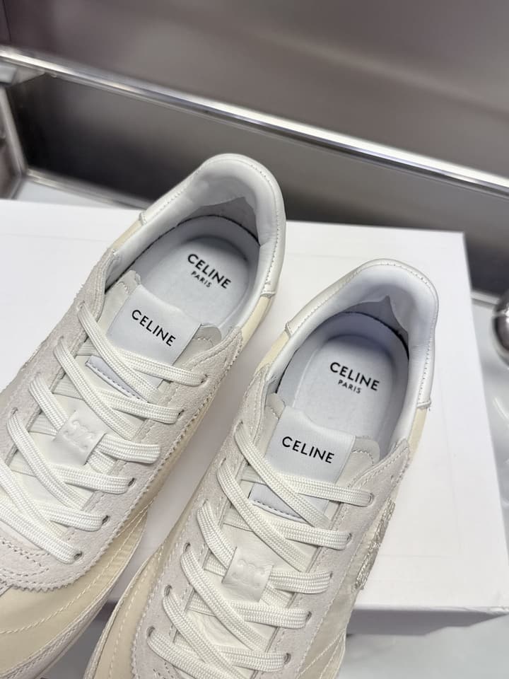 Celine Racer Women's Low-Top Sneakers in Black With White Laces