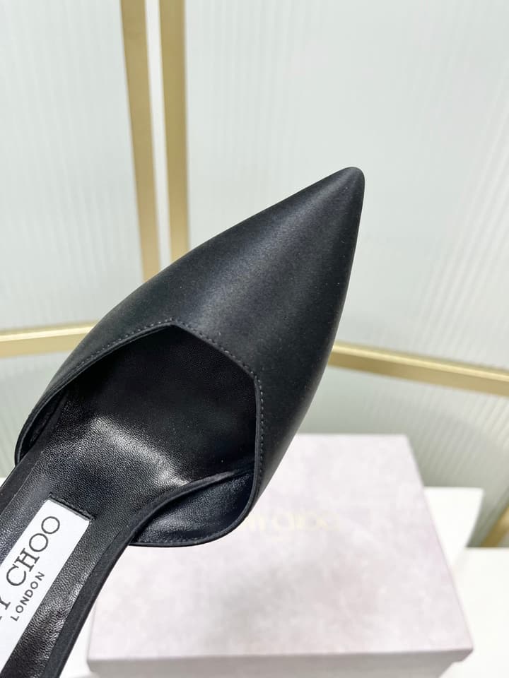 Jimmy Choo Stevie 100 Bow Crystal Silk Heels – 2025SS in Black Silk