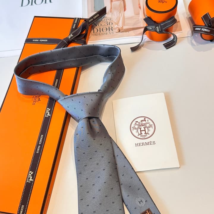 Hermès Men's Silk Tie in Burnt Orange Brown