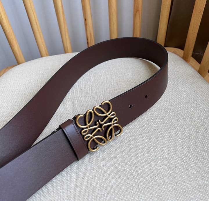 Loewe Narrow Leather Belt with Anagram Padlock Buckle in Black Leather With Silver Buckle