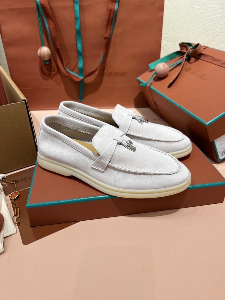 Loro Piana My Charms Classic Loafers in Nude