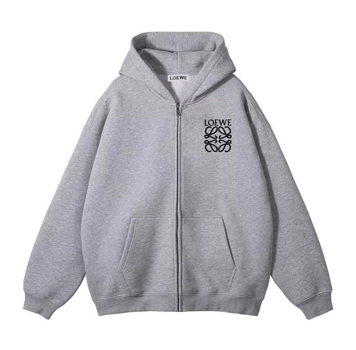Loewe Hooded Zipper Sweatshirt in Black
