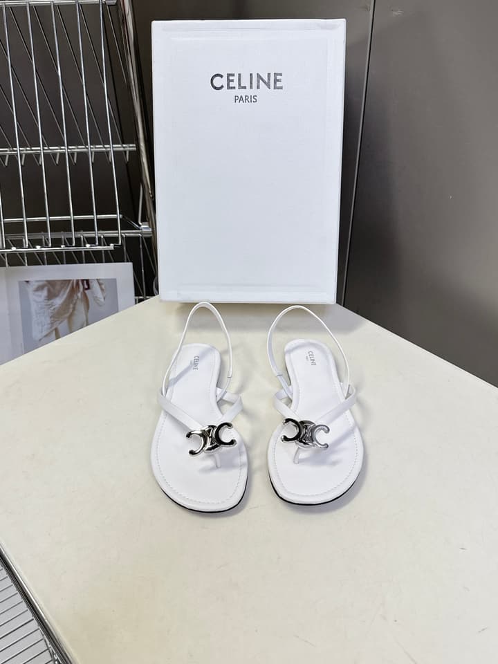 Celine Triomphe Metal Buckle Thong Sandals – Spring/Summer Collection – 2026SS in Black