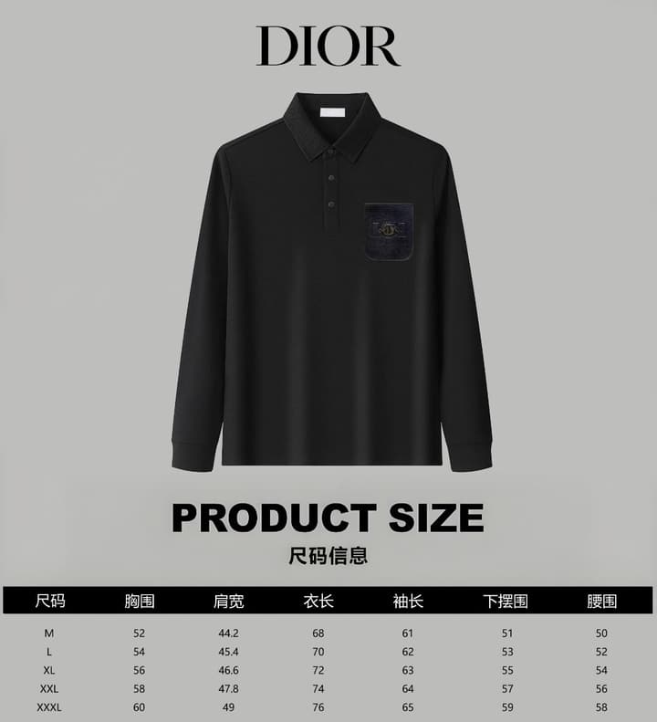 Dior Silk Long Sleeve Polo Shirt with Metal Patch in White With Solid Pocket