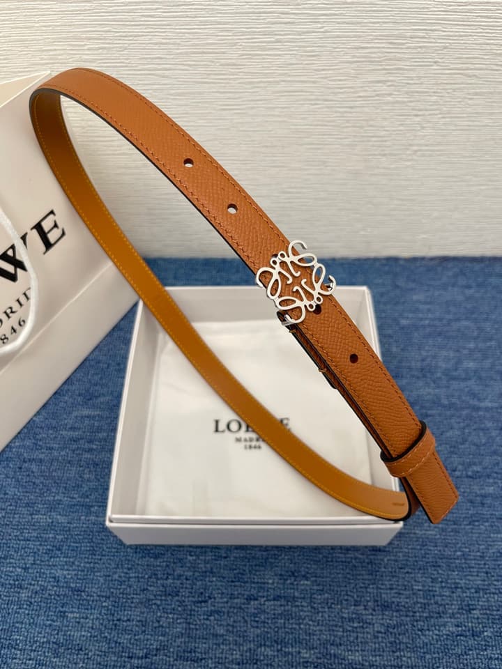 Loewe Calfskin Leather Belt in Black With Gold Buckle