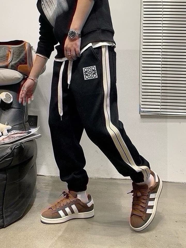 Loewe Woven Tape Knit Embroidery Sweatpants – 24SS in Black