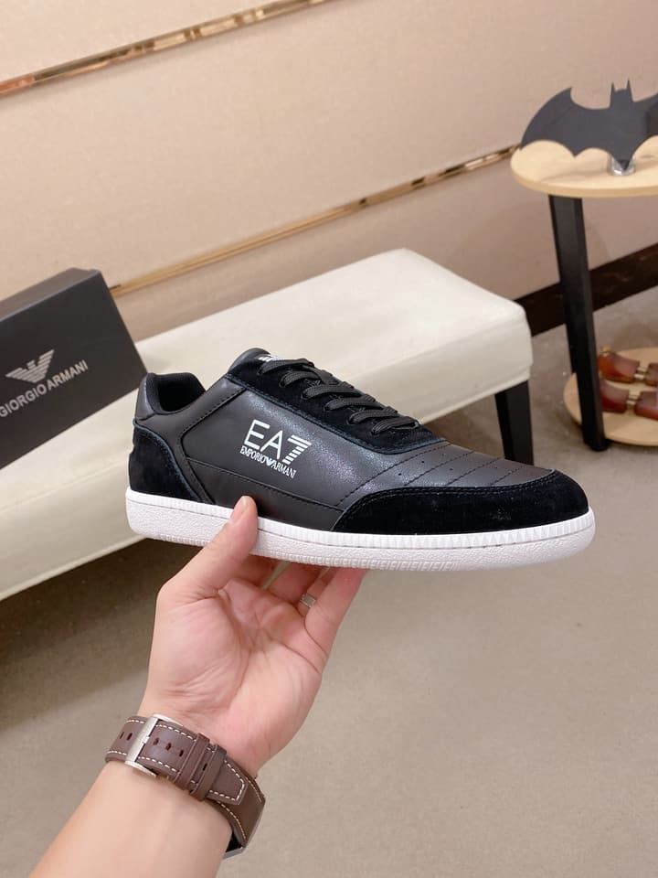 Armani Italian Leather Luxury Sneakers – New Collection in Bright Red