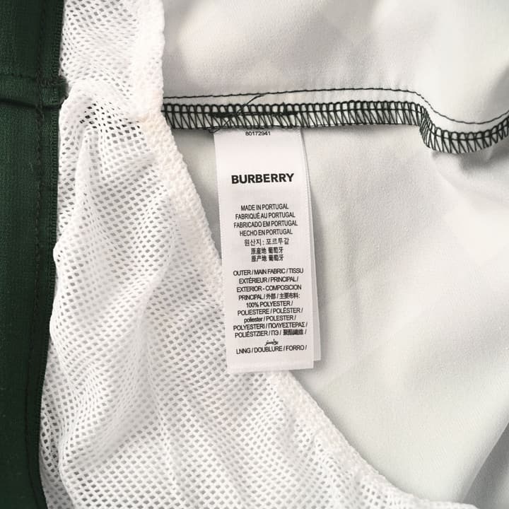 Burberry Check Mesh-Lined Swim Trunks in Green
