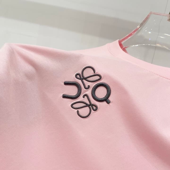 Loewe Mercerized Cotton Embroidered Logo T-Shirt in Black