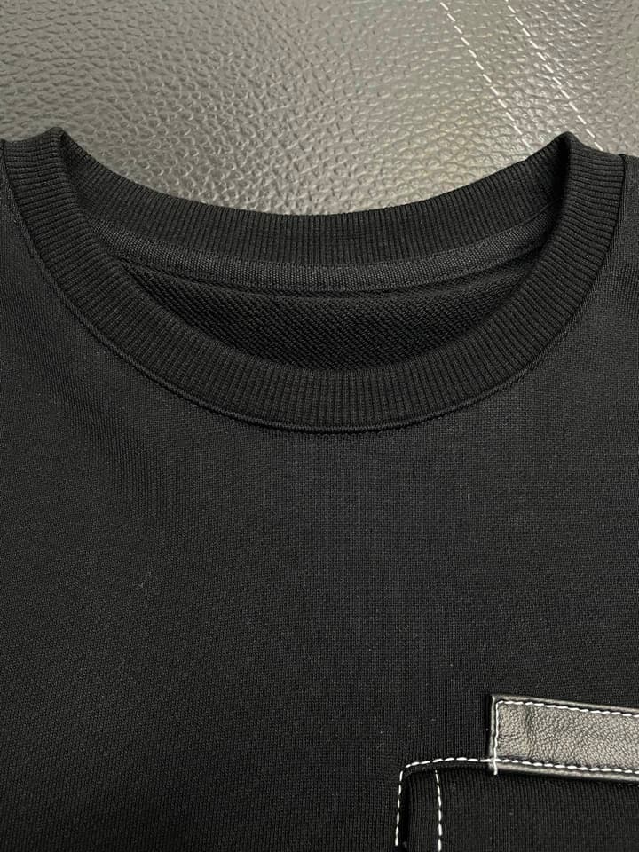 Hermès Men's Premium Casual Sweatshirt in Dark Grey/black With Flap Pocket