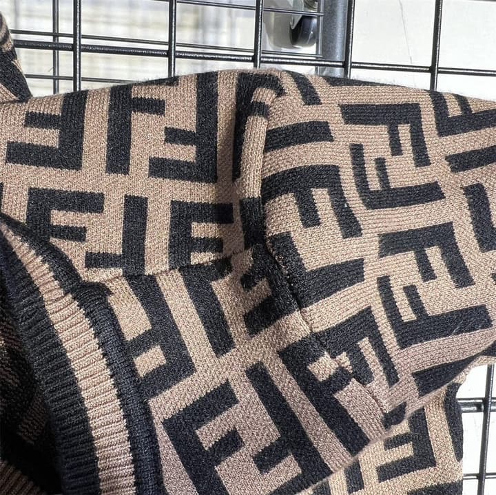 Fendi Double F Monogram Jacquard Knit Dress in Coffee Monogram Knit Dress