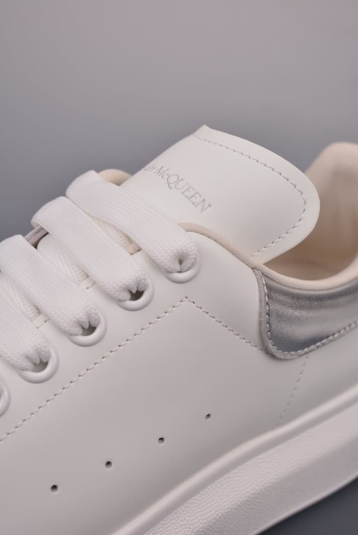 Alexander McQueen Oversized Low-Top Platform Sneakers in White With Dark Heel Tab
