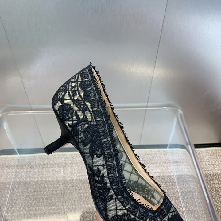 Dior CD Roses Jacquard Embroidery High-Heel Pumps – 2024 Spring/Summer Collection in Sleek Black Patent