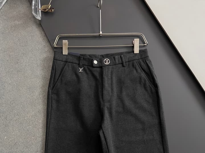 Louis Vuitton Men's Cashmere Casual Trousers – 2025 in Charcoal Gray