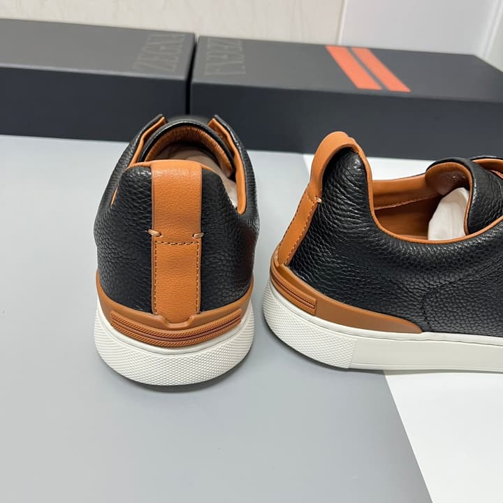 Zegna SECONDSKIN Triple Stitch™ Casual Sneakers in Monochromatic Black