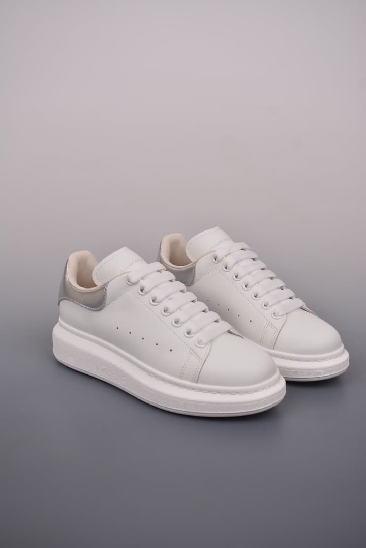 Alexander McQueen Oversized Low-Top Platform Sneakers in White With Dark Heel Tab