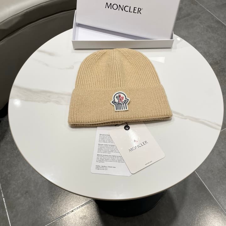 Moncler Knitted Beanie Hat in Classic Black