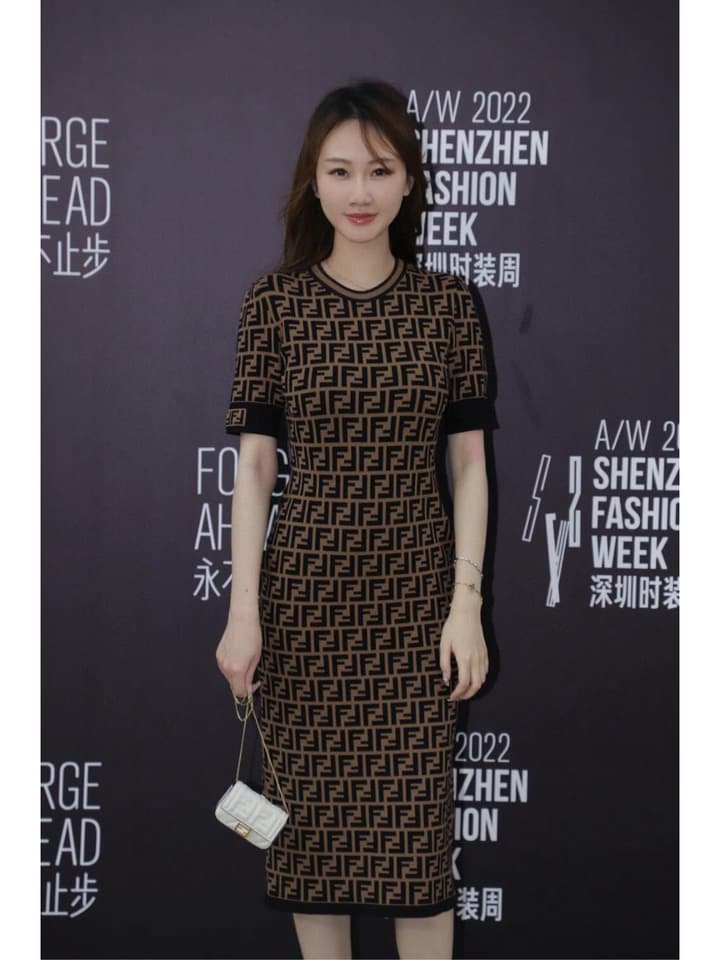 Fendi Double F Monogram Jacquard Knit Dress in Coffee Monogram Knit Dress