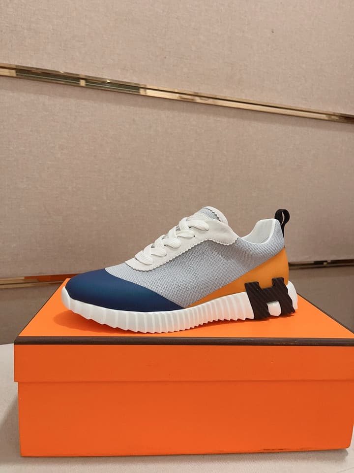 Hermès Men's Classic Driving Shoes in Charcoal With Blue Sole
