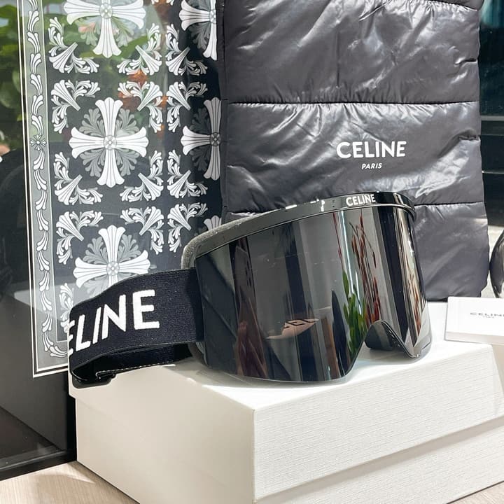 Celine Ski Goggles in Black Frame Silver Lens