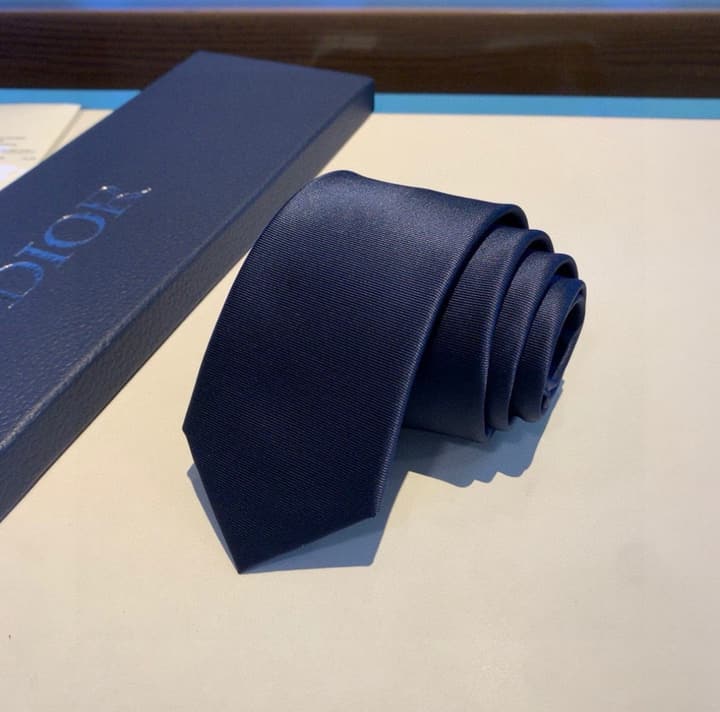 Dior Men's Logo Jacquard Tie in Deep Navy