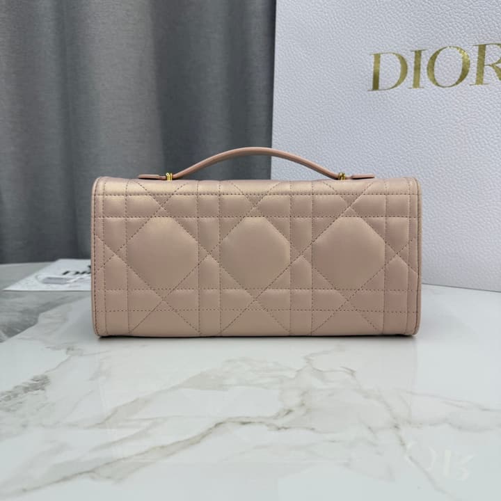 Dior Miss Caro Top Handle Clutch Bag – 2025 Early Spring Collection in Pearlescent Light Pink