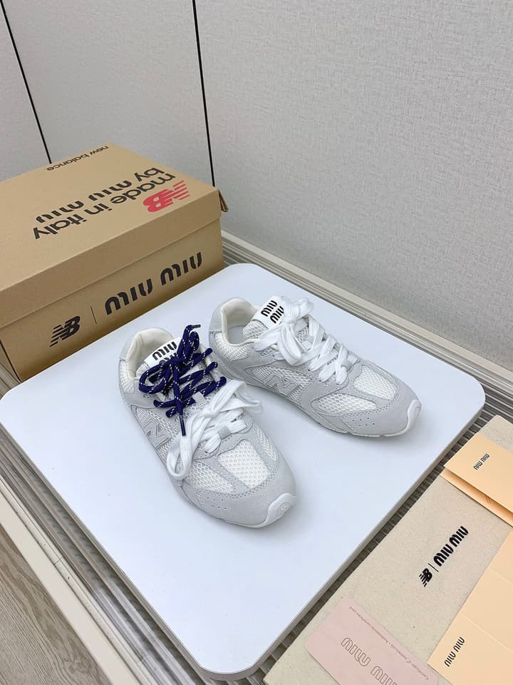 Miu Miu x New Balance Collaboration Runway Sneakers – 2024 in Distressed Grey
