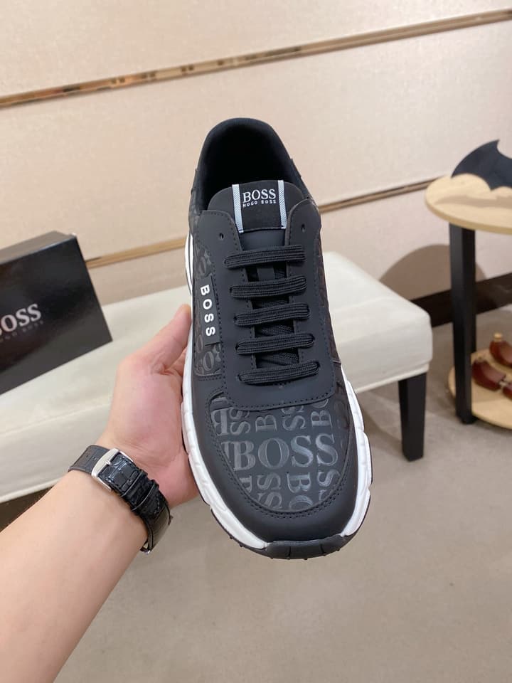 Boss Men's Casual Leather Sneakers in Blue