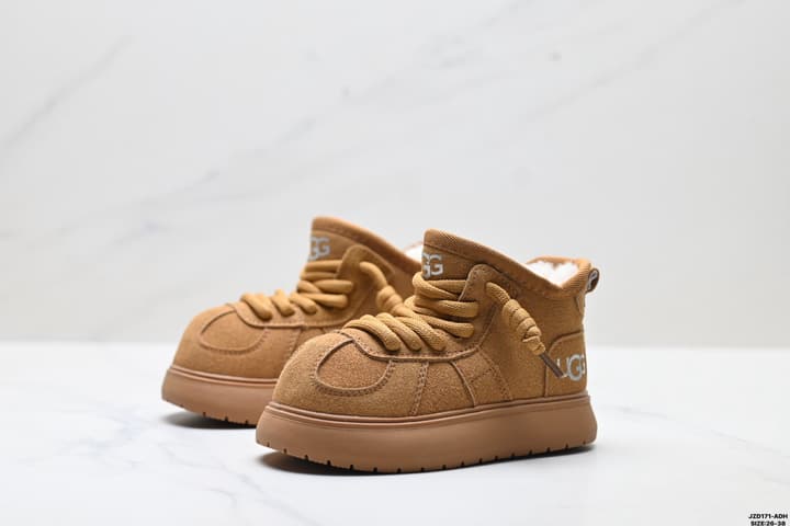 UGG Kids Leather Snow Boots – Kids Collection in Dark Chestnut Brown