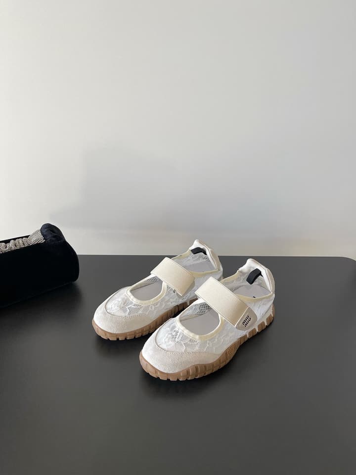 Miu Miu Latest Lace Retro Mary Jane Sneakers in Black
