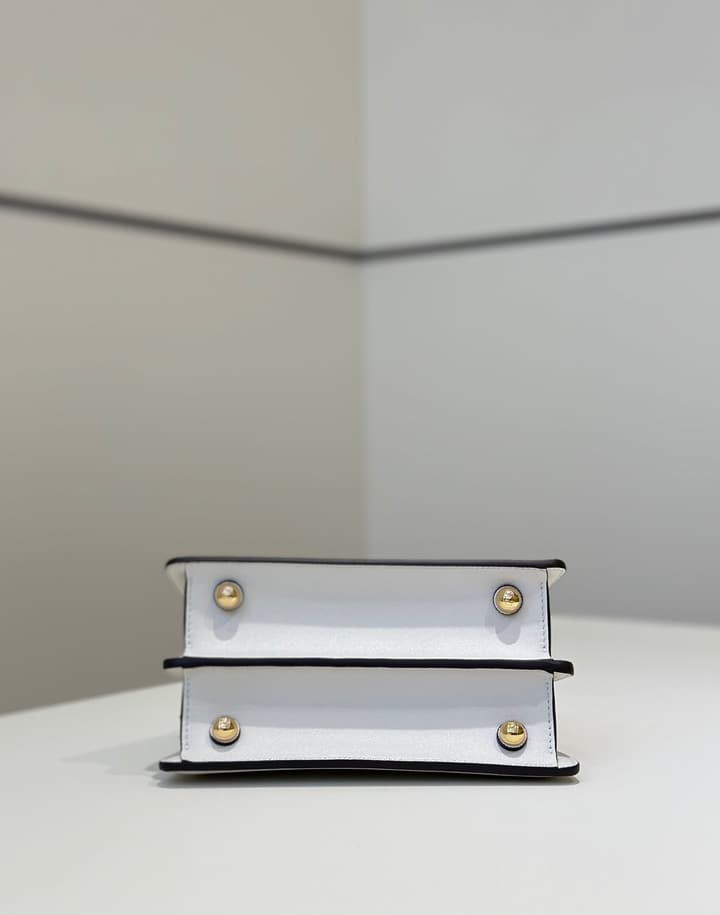 Fendi Peekaboo I See You Petite Handbag in Light Gray With Black Trim