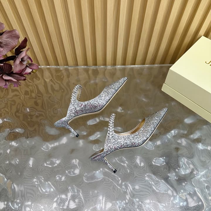 Jimmy Choo Sequined Evening Heels – 2025SS in Black Glitter