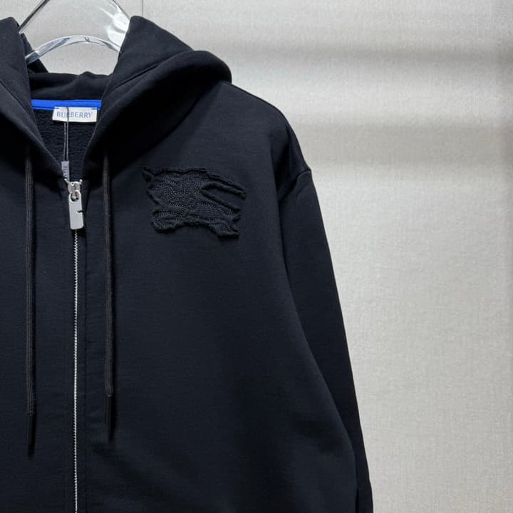 Burberry 24 New Fleece Zip Cardigan – 2024 Collection in Classic Black Zip Hoodie