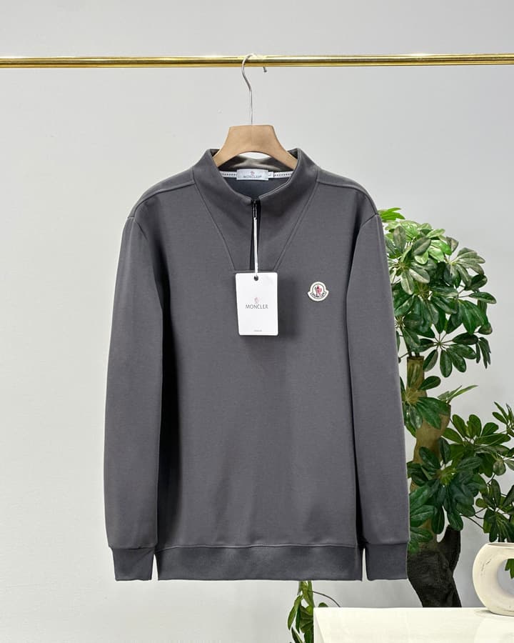 Moncler Men's Crewneck Cotton Sweatshirt – Autumn/Winter Collection in Black