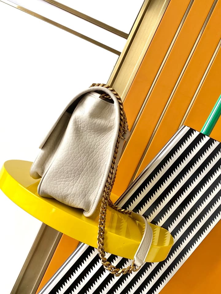 Saint Laurent Niki Medium Flap Bag in Cream Leather