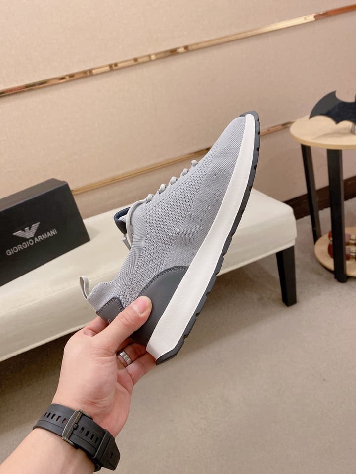 Armani Official Synchronized Knit Sneakers in Dark Grey Knit