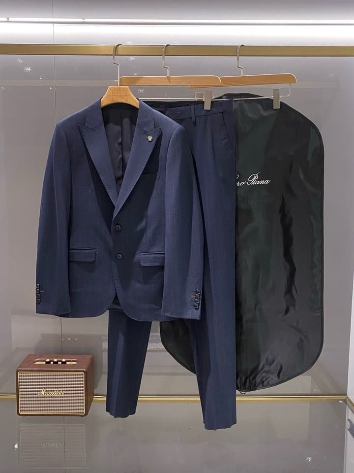 Loro Piana Men's Blue Striped Suit Set – 25FW in Dark Blue Striped Suit Set
