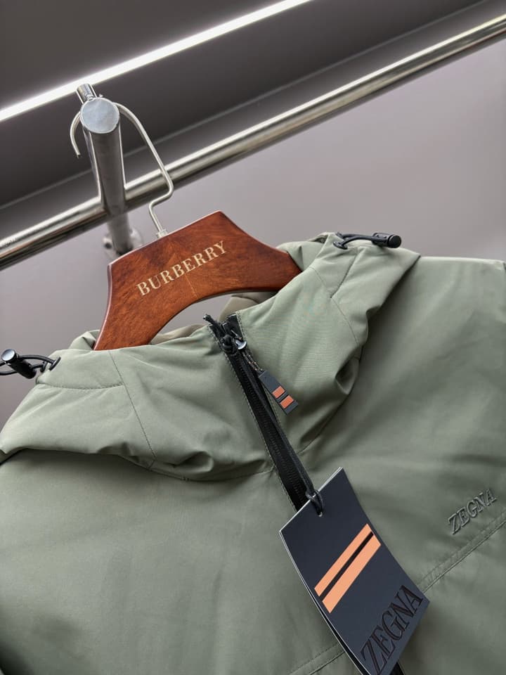 Zegna Letter Embroidered Down Jacket in Black